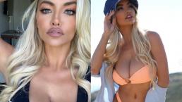 Lindsey Pelas en apretada tanga de hilo dental, presume sus desbordantes curvas