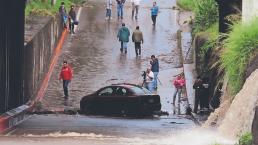 Tormenta azota a varios municipios de Morelos, deja afectaciones y un auto bajo el agua