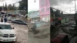 Se inunda Ecatepec con aguas negras, videos del desastre que arrasó con coches y negocios