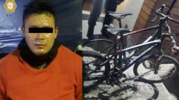 Atoran a ladrón de bicicletas chidas en la alcaldía Benito Juárez, hizo todo por escapar