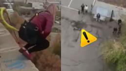 Aterrador video muestra caída de mujer de un bungee mal asegurado, ya es viral en el mundo
