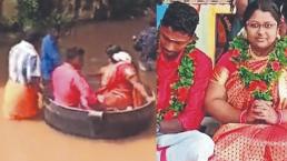 Tras las inundaciones, matrimonio en la India llega al altar en una olla