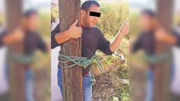 Sujeto que trató de asaltar a mujer es amarrado a poste para ser linchado, en Morelos