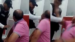 Captan en video a policía dándole tremenda cachetada a detenido por participar en choque, en Edomex