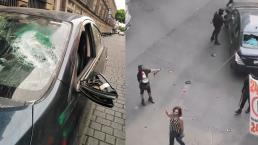 Mujer se niega a dar su dinero a encapuchados y estos terminan destrozando su auto, en CDMX