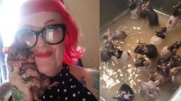 Mujer de EU se viraliza en Internet al mostrar que tiene 50 ratas como mascotas