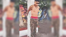 Joven que intentó robar tienda de abarrotes es detenido y amarrado a poste, en Cuernavaca