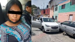 Le cae la ley a morena con pistola que era una profesional en asaltar coches, en Edomex