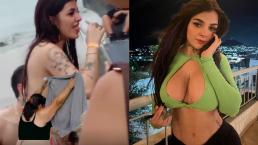 Graban desprevenida a Karely Ruiz en bikini y fans le señalan que se le ve detallito, ella contesta  