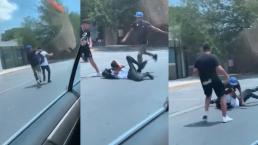 Video exhibe a dos asaltantes dándole golpiza a chavito del Conalep, en Nuevo León