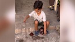 ¡Perturbador! Niño se viraliza en TikTok por jugar con las cenizas de su abuela