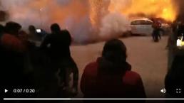 Graban explosión de pirotecnia en Querétaro en festejos a la Virgen, hay varios lesionados