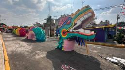 Ante Día de Muertos, Quetzalcóatl monumental hace su aparición en Tláhuac
