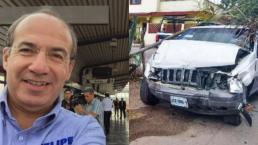 Felipe Calderón sufre accidente automovilístico