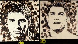 Las pinturas de Messi y CR7 hechas con un balón