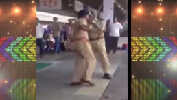 Policías de la India se agarran a 'trancazos' | VIDEO